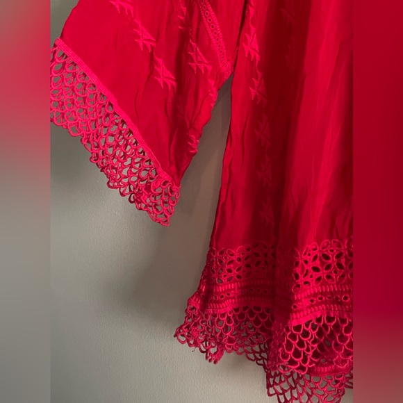 Johnny Was Red Embroidered Tunic Top - Picture 4 of 6